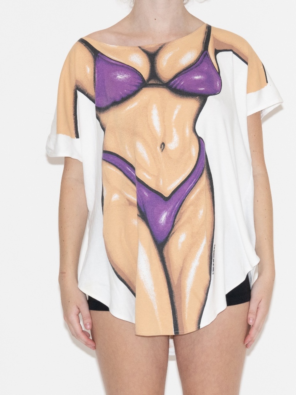 Y2k bikini print t shirt woman body purple bikini graphic size XXL cotton